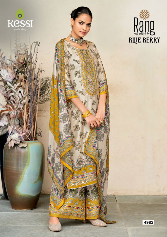 Rang Blue Berry Muslin Printed Dress Material Wholesale Clothing Suppliers In India
